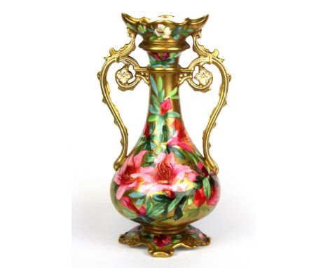 A 19th century hand painted and gilt Spode Copeland vase, H. 24cm.&nbsp;Condition report, no visible damage or repair.