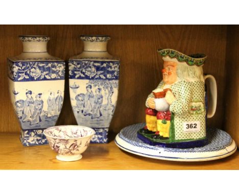 A Copeland Spode toby jug together with four other porcelain items.