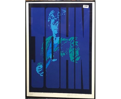 A framed 1990 artists proof of limited edition of 2000  lithograph of John Lennon, size 81x77 cm.