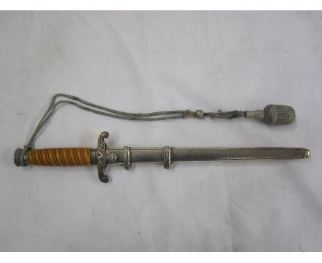 German Army officers WWII dagger, marked Rich Plumacher Sohn Solingen to the blade, orange twist handle, electroplated scabba