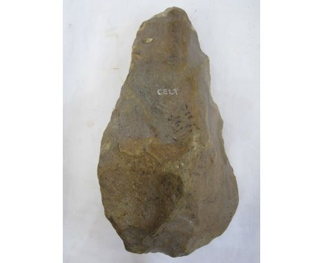 Mesolithic flint-axe, 16cm approx. This item is from the collection of Lionel Walrond.  Lionel was born in 1927, his parents 