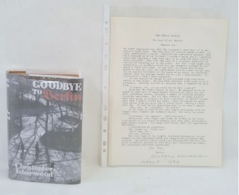 Isherwood, Christopher"Goodbye to Berlin", The Hogarth Press 1939, front hinge cracked, boards stained, red titles, backstrip