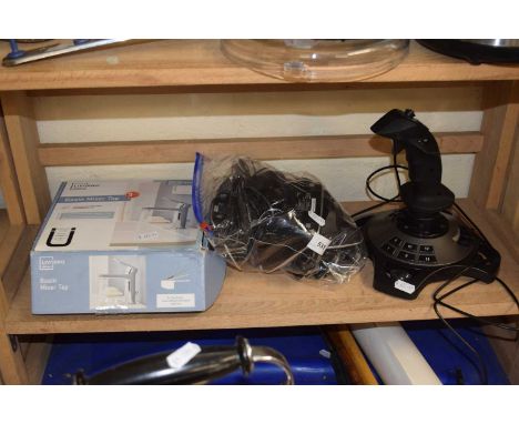Mixed Lot: Gaming joy stick, telehone, basin mixer tap