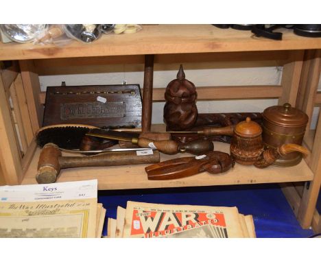 Mixed Lot: Nut cracker, metal wares, wooden items etc