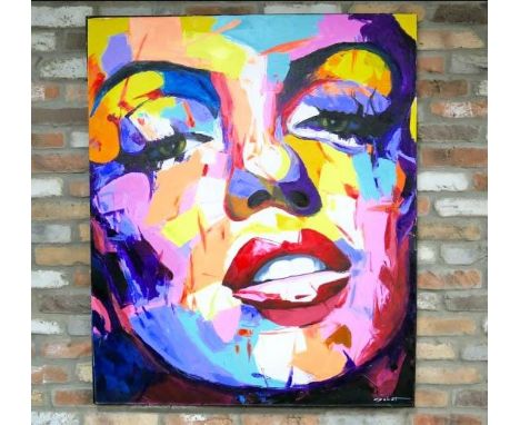 CONTEMPORARY SCHOOL PORTAIT OF MARILYN MONROE, acrylic on canvas, 120cm x 100cm. 