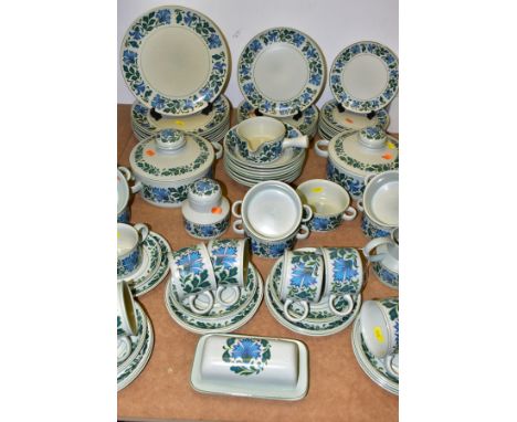 A SEVENTY FOUR PIECE MIDWINTER STONEHENGE CAPRICE DINNER SERVICE, comprising two tureens, nine cups, nine saucers, ten side p