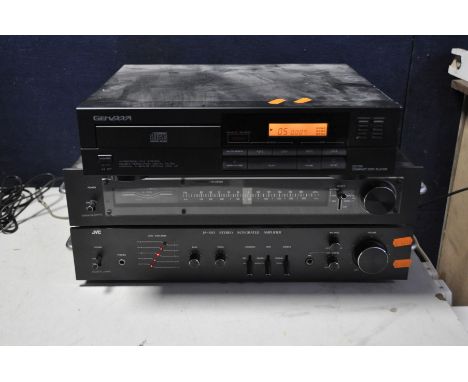 A VINTAGE JVC JA-S10 STEREO INTERGRATED AMPLIFIER, a JVC JT-V10 Tuner and a Genexxa CD player (two JVC PAT fail due to uninsu