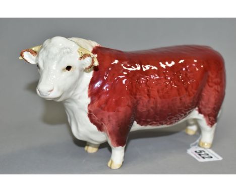 A BESWICK FIRST VERSION HEREFORD BULL 'CH. OF CHAMPIONS' MODEL NO.1363A (Condition report: small chip to top of ear)