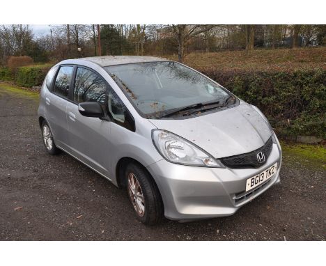 A HONDA JAZZ 1.4l VTECH five door hatchback in silver, petrol engine, first registered June 2013, untaxed, MOT expired in 23r