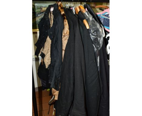 LADIES AND GENTS VINTAGE CLOTHING, to include morning suits, waistcoats and trousers, all in used condition, jacket sizes app