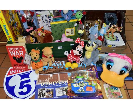 TWO BOXES OF WALT DISNEY RELATED ITEMS, to  include a boxed Royal Doulton Disney Showcase Collection Bambi figure, a boxed Sh