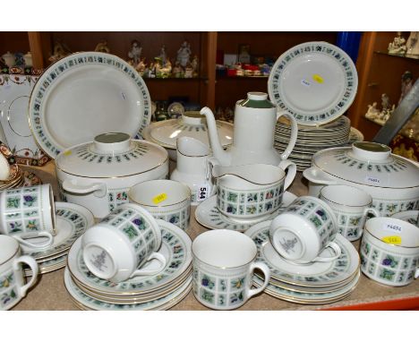 A FIFTY PIECE ROYAL DOULTON TAPESTRY TC1024 DINNER SERVICE, comprising three tureens (in two different shapes), a sauce boat 