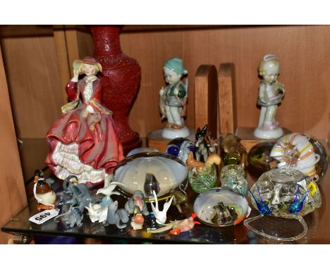 A COLLECTION OF CERAMICS AND GLASSWARE, ETC, including a Royal Doulton figure 'Top o' the Hill' HN1834, a small Royal Doulton