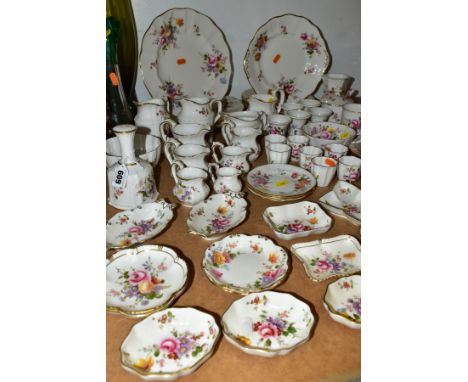 A QUANTITY OF ROYAL CROWN DERBY 'DERBY POSIES' ITEMS, with red backstamps, approximately seventy pieces to include four dinne