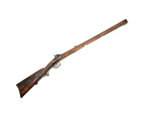 German percussion hunting rifle by V. Chr. Schilling, 68cm octagonal barrel marked "V. Chr. Schilling In Suhl", engraved and 