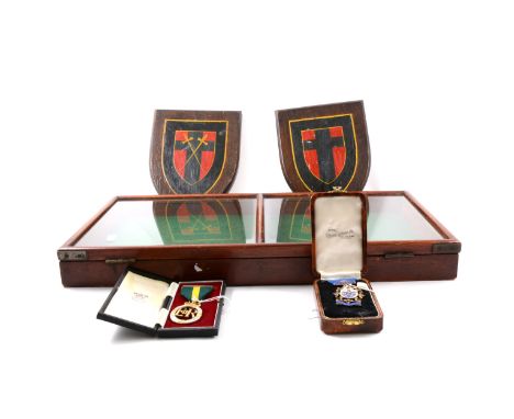 British Army papers, German and other buttons, box medals etc.