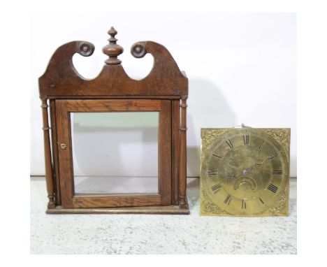 Longcase clock movement, 12" square brass dial with cast spandrels, subsidiary date aperture, signed J. N. Tibbott, Newtown, 