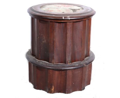 A Victorian mahogany fluted cylindrical commode, fabric inset lid, height 48cm.