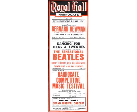 The Beatles; reproduction poster 'Harrogate Competitive Music Festival', framed and glazed, 73cm by 23.5cm.