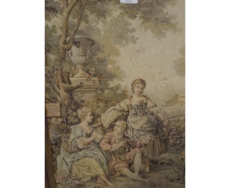 A Gilt Framed Italian Tapestry Depicting Park Scene 