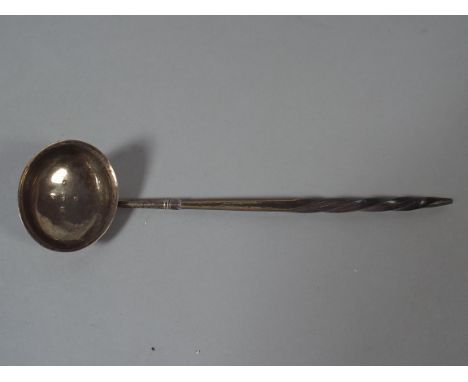 A Victorian Silver Ladle with Twisted Horn Handle Birmingham 1854