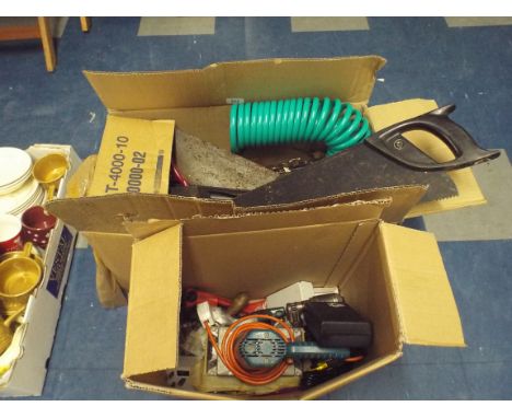 Two Boxes of Workshop and Garden Tools 