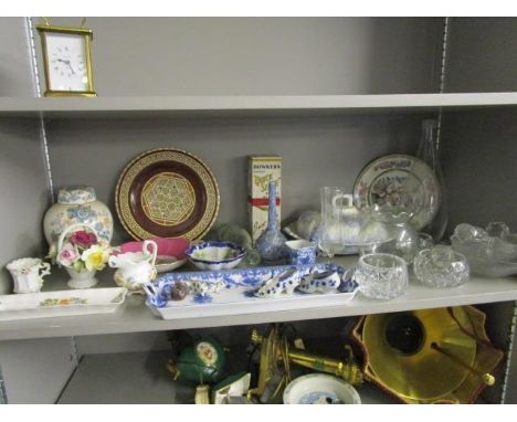 A selection of ceramics and glassware to include a Victorian pottery stick stand, a blue and white tureen and other items 