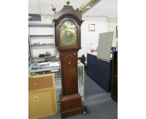 An oak cased Georgian longcase clock, 11 6/8", brass dial marked Bilby Darling, Bury St Edmonds, housing an 8 day movement wi