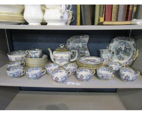 An Ashworth Brothers Chinese pattern tea service, comprising 41 pieces 