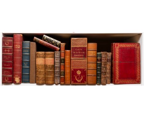 Book boxes.- [A small group of empty book boxes], including 5 morocco-bound slip-cases with pull-off lids (2 handsomely toole