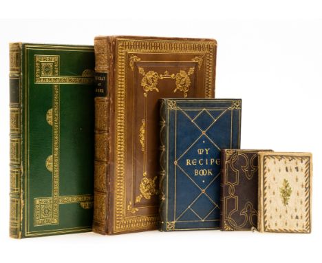 Bindings &amp; Blank Books.- [Bookbinder's sample book], blank leaves, bound in green morocco, panel with wide floral border 