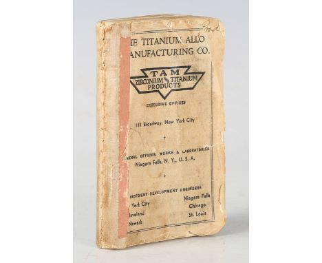 MANUSCRIPT. - Harold LISTER. [Notes of the daily life in diary form of the heavyweight boxer Harold Lister. Bournemouth: N.p.
