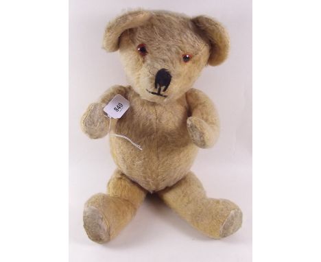 A yellow mohair teddy bear with growl - 42cm - growl not fully working