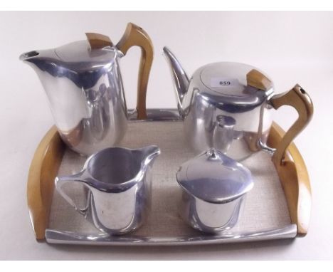 A vintage Picquot four piece tea and coffee set on tray 