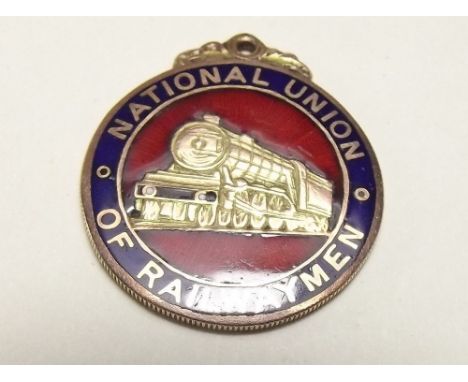 Of railway interest - a 9ct gold and enamel National Union of Railwaymen medal to Bro W Haines from Malvern Branch for servic