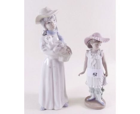 A Lladro Nao figure of a girl and a Nao style figure 