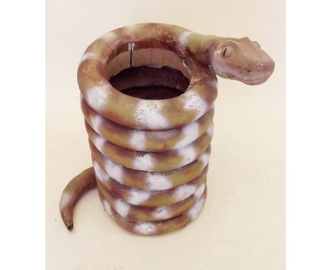 A novelty fibre glass coiled snake form stick stand - 70cm 