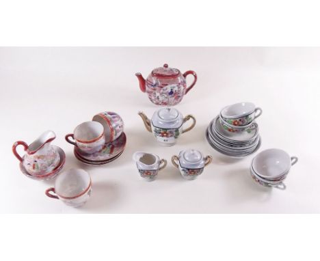 A floral lustred child's tea service and a Japanese child's tea service 