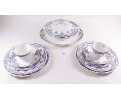 A Grindleys dinner service comprising: six dinner plates, six breakfast plates, five bowls, six tea plates, gravy, two jugs, 
