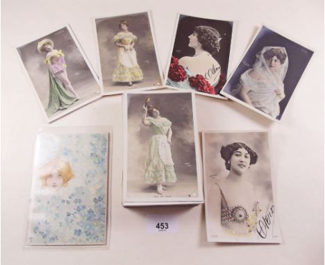 Postcards - glamour/beauties, quantity including Parisienne types of Art Nouveau period, Folies- Bergere etc. plus R. Kirchen