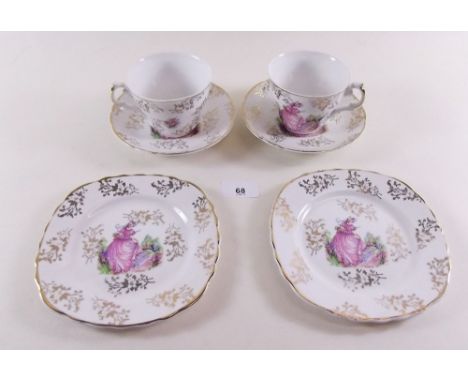 A Zena china set of six cups and saucers and six tea plates "Pinkie"