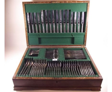 A Postons Lonsdale silver plated cutlery set comprising eight place settings:- dinner knives, dinner forks, tea knives, desse