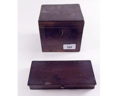 A Georgian mahogany tea caddy and a scale box (empty)