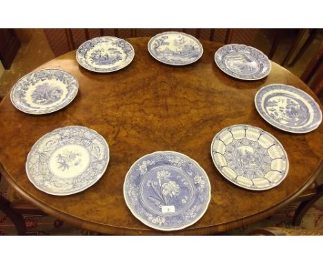 Six Spode "Blue Room" plates and a calendar plate 