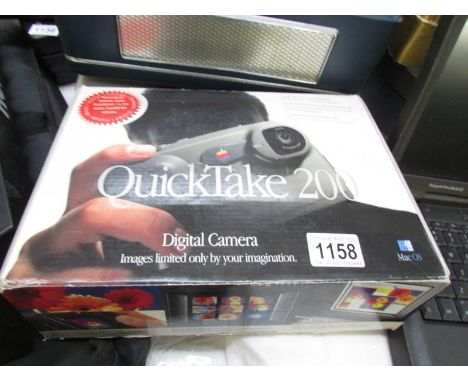 A vintage Apple Mac )S Quicktake 200 digital camera, boxed, software, leads etc., appears complete.