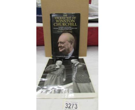 "The Wicked Wit of Winston Churchill, first edition 2001 and a black and white photo of Churchill.