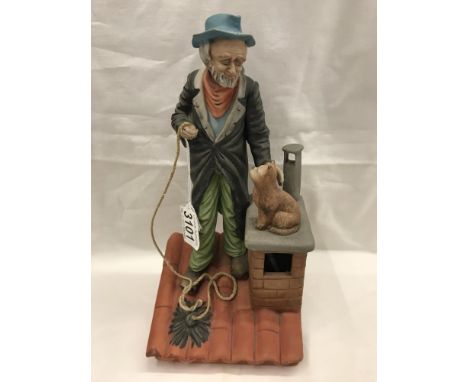 A bisque figure of a chimney sweep.