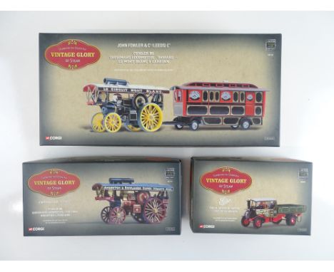 A group of CORGI "Vintage Glory" series steam wagons and Showman engines - VG in G/VG boxes (3)