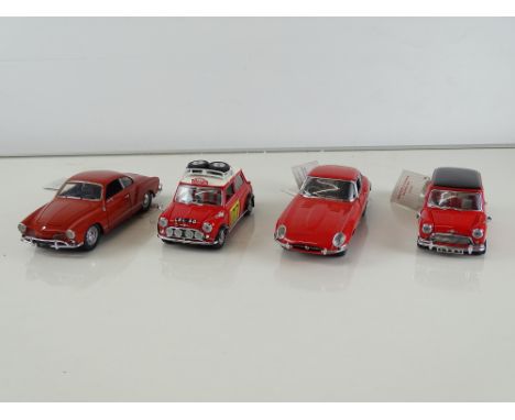 A group of diecast cars in 1:24 Scale by FRANKLIN MINT: comprising a Jaguar E-Type Coupé, a 1967 Volkswagen Karmann Ghia, a 1