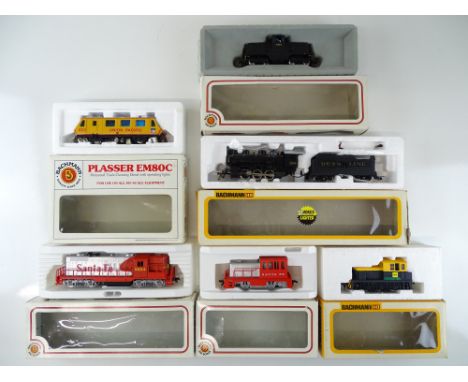 A group of American Outline diesel and steam locomotives by BACHMANN - G in F/G boxes (6)